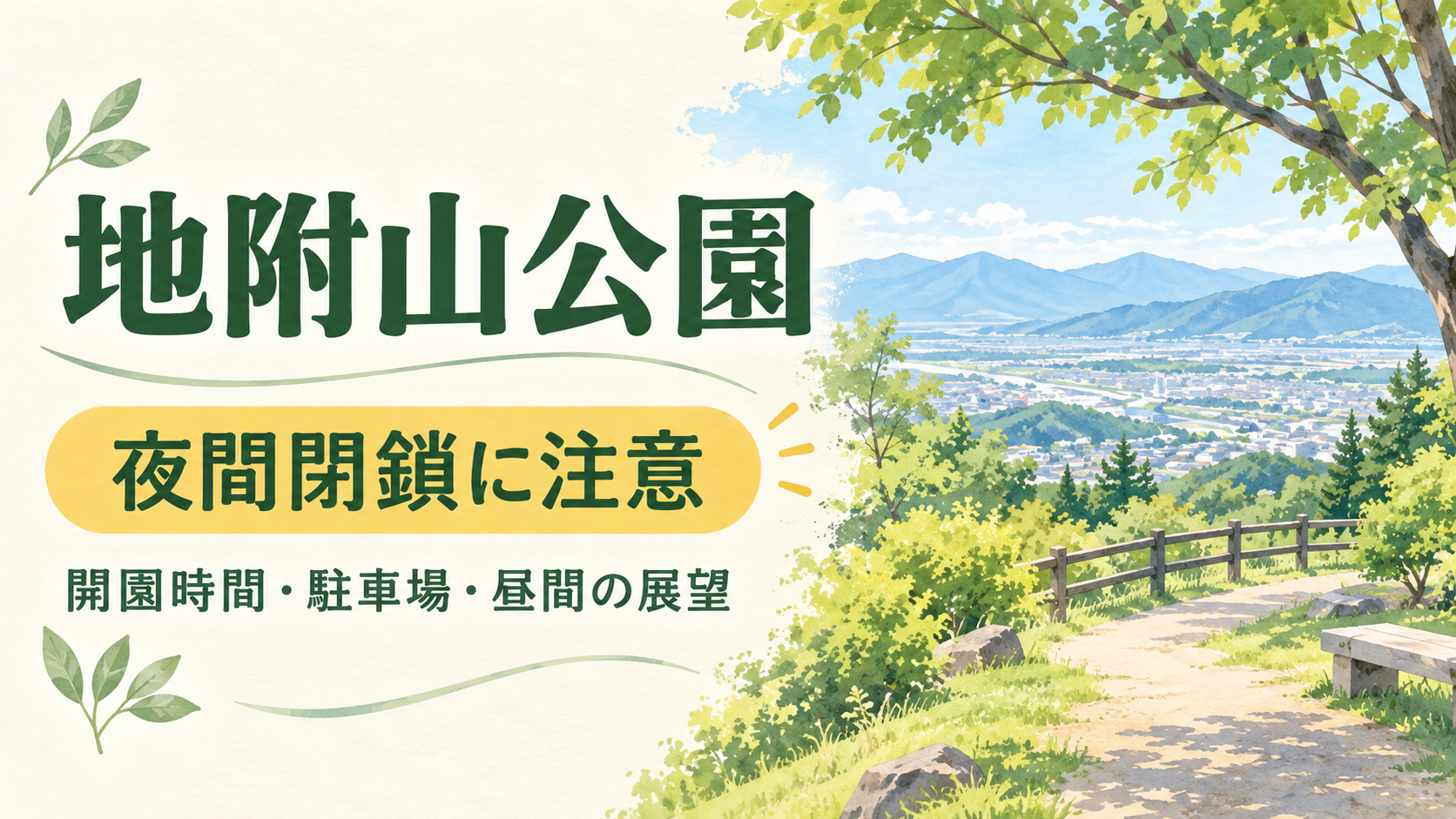 地附山公園は夜間閉鎖。季節別の閉園時間、無料駐車場、展望台とトレッキングの違いを整理し、夜景目的で向かう前の注意点を案内します。