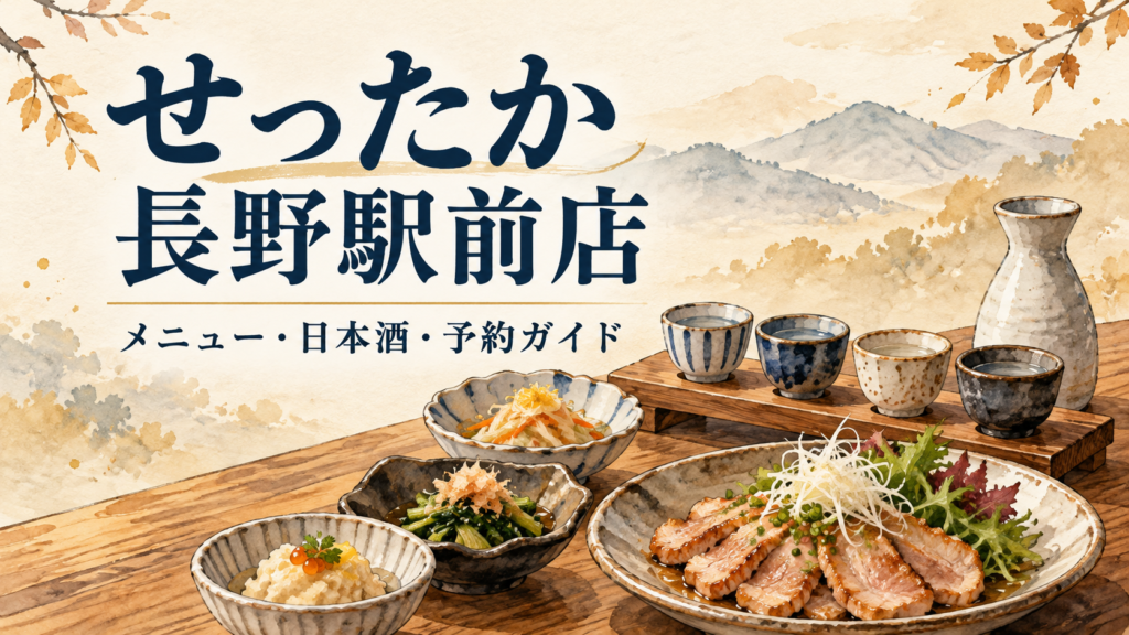 せったか長野駅前店の営業時間、月曜の予約条件、信州料理のメニューと価格、日本酒飲み比べを紹介。コースの支払い条件や個室・駐車場の有無、ランチ・持ち帰りの確認点もまとめます。
