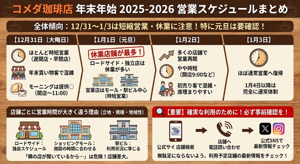 コメダ珈琲店 年末年始