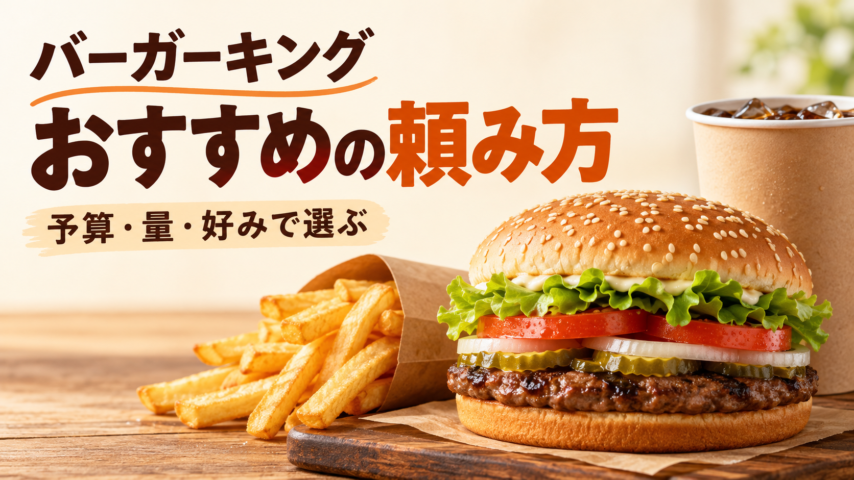 バーガーキングで何を頼むか迷う人へ。ワッパー単品とJr.セット、550円からのお得なセットを予算・量別に比較。クーポンの確認順、オールヘビーや具材抜きの頼み方、会計前のチェックポイントを紹介します。