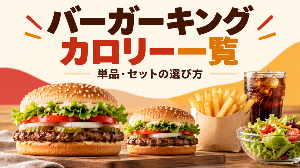バーガーキングのカロリーを2026年10月16日更新の公式表で比較。ワッパー・ジュニア・ポテト・ナゲット・ドリンクの数値、飲み物込みの6通りの合計例、ソースやドレッシングの加算方法を紹介します。