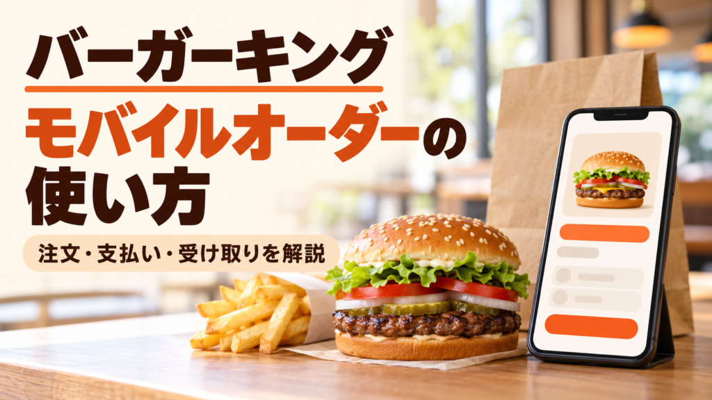 バーガーキングのモバイルオーダーを注文から受け取りまで解説。PayPay対応、時間指定不可、クーポンの使い方、調理中から変わらない場合、キャンセル・領収書・受付停止時の対応を公式FAQで確認しました。