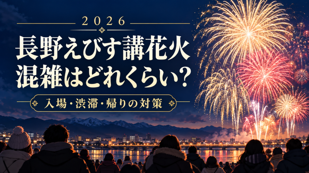 長野えびす講花火の混雑を2026年の公式情報で整理。無料エリアの入場制限やトイレ、長野駅との徒歩移動、予約駐車場と渋滞、帰りの列車に向けた準備を解説します。
